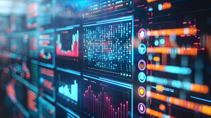 Naklejka premium Big data analytics visualizing. Data science and big data technology on virtual screen