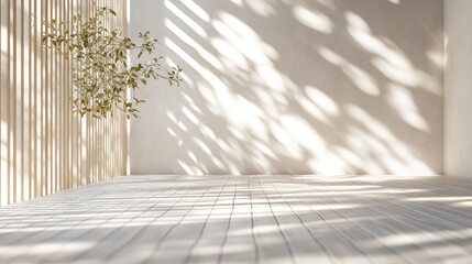 Fototapeta premium Wooden flooring and walls, window shadows