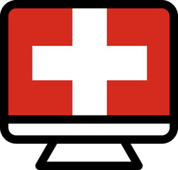 Fototapeta premium Switzerland flag icon on Monitor