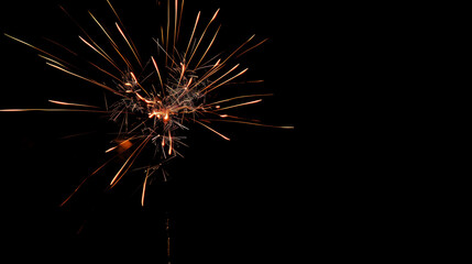 Obraz premium Vibrant fireworks display against dark night sky symbolizing new beginnings, dynamic burst of light captured with wide-angle lens, ample copy space for text or design elements. 