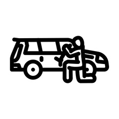 carjacking crime line icon vector. carjacking crime sign. isolated contour symbol black illustration