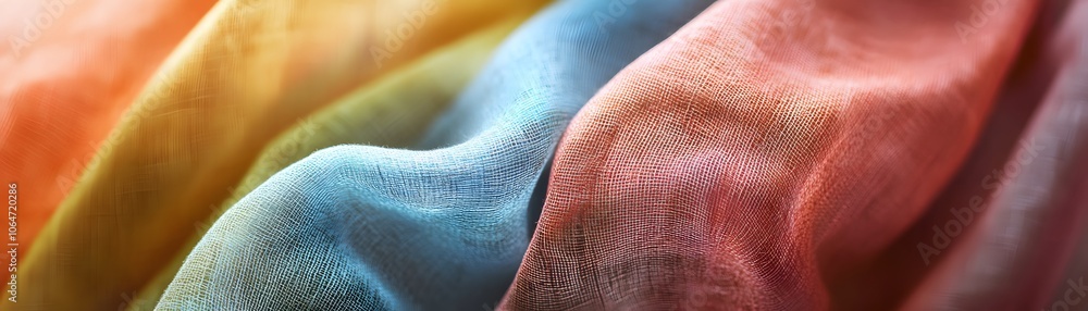 Poster close-up of multicolored sheer fabric with a textured surface