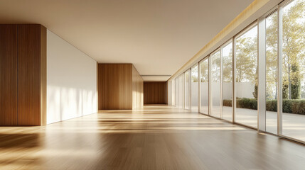 Obraz premium Wooden flooring and walls, window shadows