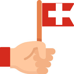 Flag In Hand Icon of Switzerland Flag