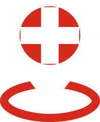 Obraz premium Location Icon of Switzerland Flag