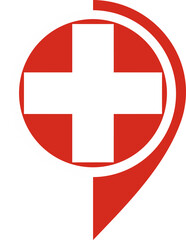 Map Icon Inside Switzerland Flag