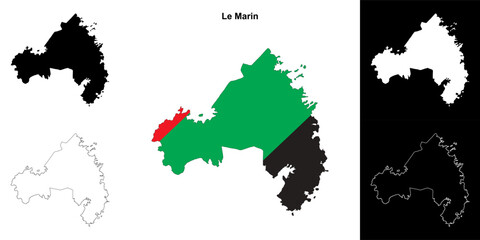 Le Marin arrondissement outline map set
