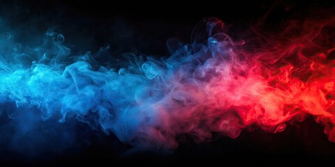 Fog in red blue neon light on black background, fog, mist, red, blue, neon, light, dark, background, atmosphere, mysterious