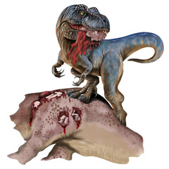 Watercolor painting tyrannosaurus rex Dinosaur isolated on transparent background PNG © somwut