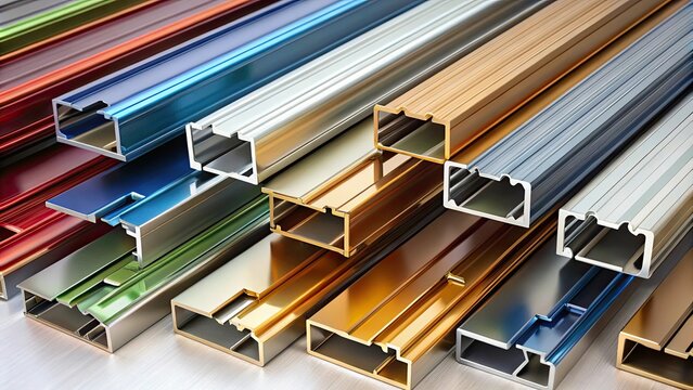 Anodized aluminum profiles in various colors and finishes , metal, anodized, aluminum, profiles, samples