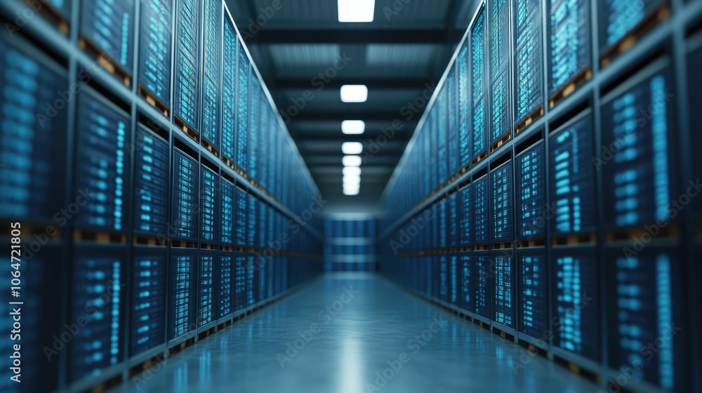 Poster digital warehouse with screens displaying real time inventory status logistics data and supply chain