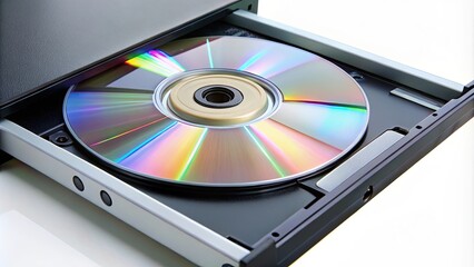 CD-ROM inserted in the drive of a computer, technology, hardware, computer, data storage, optical disc
