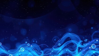 Fototapeta premium blue abstract background with waves and bubbles
