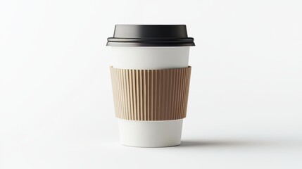 Minimalist coffee cup illustration showcasing a straightforward design with essential features perfect for graphic use on a white backdrop