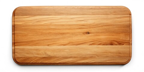 Elegant Wooden Cutting Board Isolated on White Background Perfect for Culinary Photography and Kitchen Decor, Showcasing Natural Grain and Texture for Food Presentation