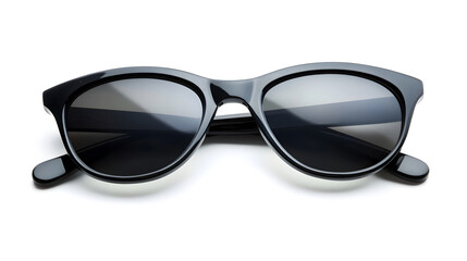 Elegant Minimalist Black Plastic Sunglasses Isolated on Clean White Background