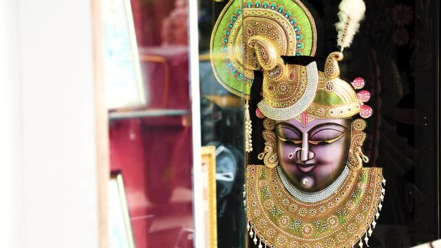 Isolated Statue of Hindu Lord Shrinathji the holy little krishna in Meditation from unique angle