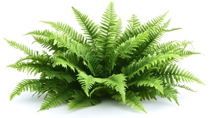 Elegant and Vibrant Green Fern Leaves Isolated on Clean White Background