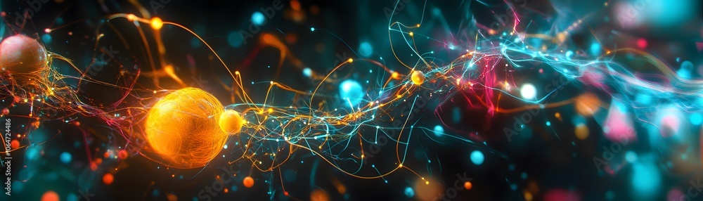 Aufkleber abstract network with glowing spheres and lines