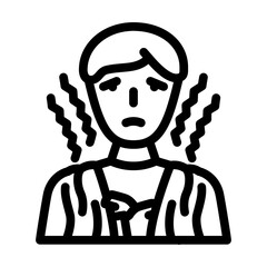 Naklejka premium fever chills disease symptom line icon vector. fever chills disease symptom sign. isolated contour symbol black illustration