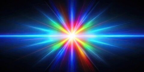 Obraz premium Blue light flare prism rainbow flares overlay effect on black background , blue, light, flare, prism, rainbow, overlay