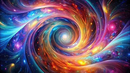 Obraz premium Futuristic cosmic vortex abstract art with swirling colorful patterns , futuristic, cosmic, vortex, abstract, art, swirling