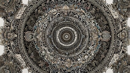 Mandala with Thai motifs, crisp line work, transparent background for flexible use