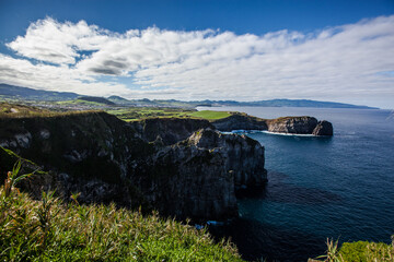 Cliff shore on Sao Miguel island , Azores , Portugal