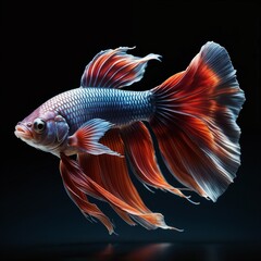 Fototapeta premium Vibrant betta fish swimming gracefully on a dark background