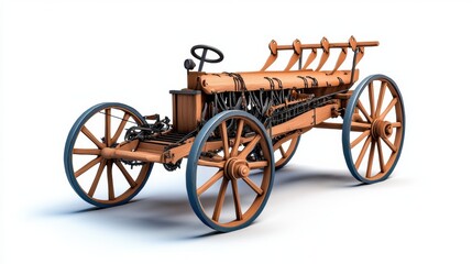 Fototapeta premium Vintage Farm Equipment on White Background