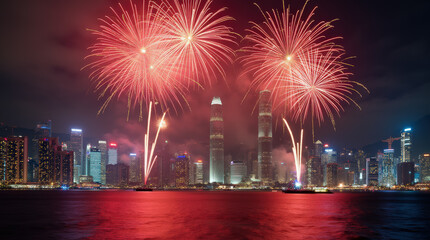 Vibrant 2025 New Year Celebrations with Fireworks and Festive Crowds in Stunning Cityscape