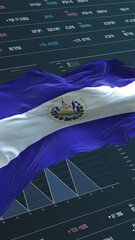 El Salvador flag - Waving flag on report analytics data statement