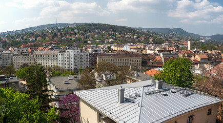 Budim Panorama from Castle, western part of City of Budapest