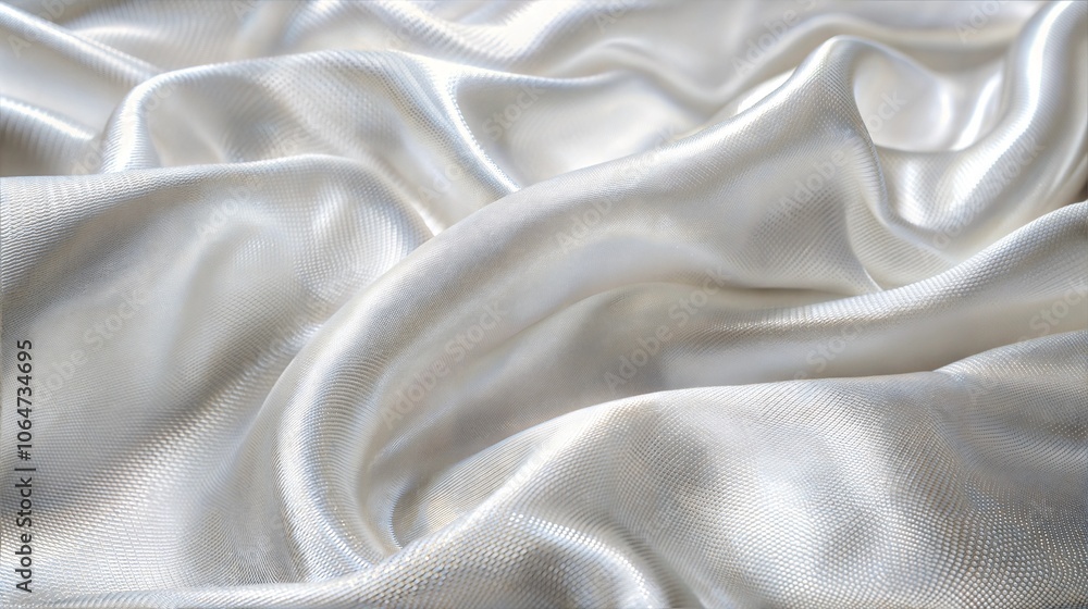 Poster smooth white silk fabric with texture in soft folds and elegant waves for luxurious and elegant back