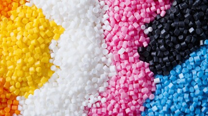 Close up of polyvinylidene fluoride granules with a neat, uniform texture and a clear, slightly frosted hue