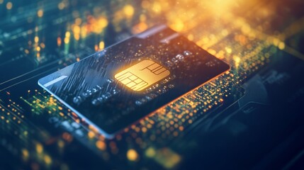 Credit card symbol on a digital wallet emphasizing secure transactions