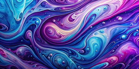 Obraz premium Vibrant abstract fluid art with purple and blue swirls, perfect for backgrounds and contemporary decor, vibrant, abstract, fluid