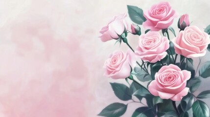 Fototapeta premium Elegant Pink Roses on Subtle Background
