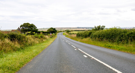 A Typical Countryside Road View From Out The Front Of A Vehicle