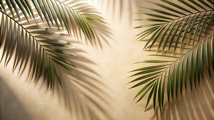 Palm leaves shadow on beige background, freeze motion, palm leaves, shadow, beige, background, freeze, motion, tropical