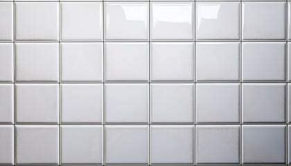Obraz premium 清潔感あふれる白いタイル、グレイのラインが整う上品なテクスチャ