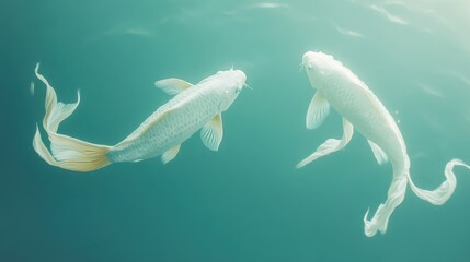 Fototapeta premium Graceful Koi Fish Swimming Under Water Surface