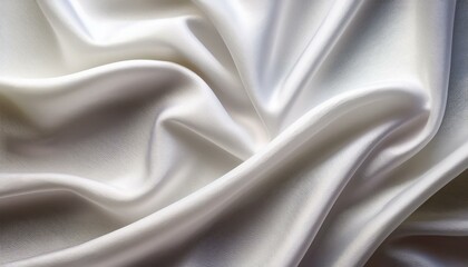 Fototapeta premium 陰影が美しい波打つ白布地テクスチャ、シルクのような贅沢な手触り