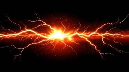 Bright Electric Lightning Strike on Dark Background