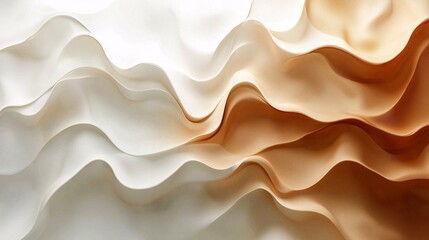 白とブラウンの波打つ生クリームの様な壁紙