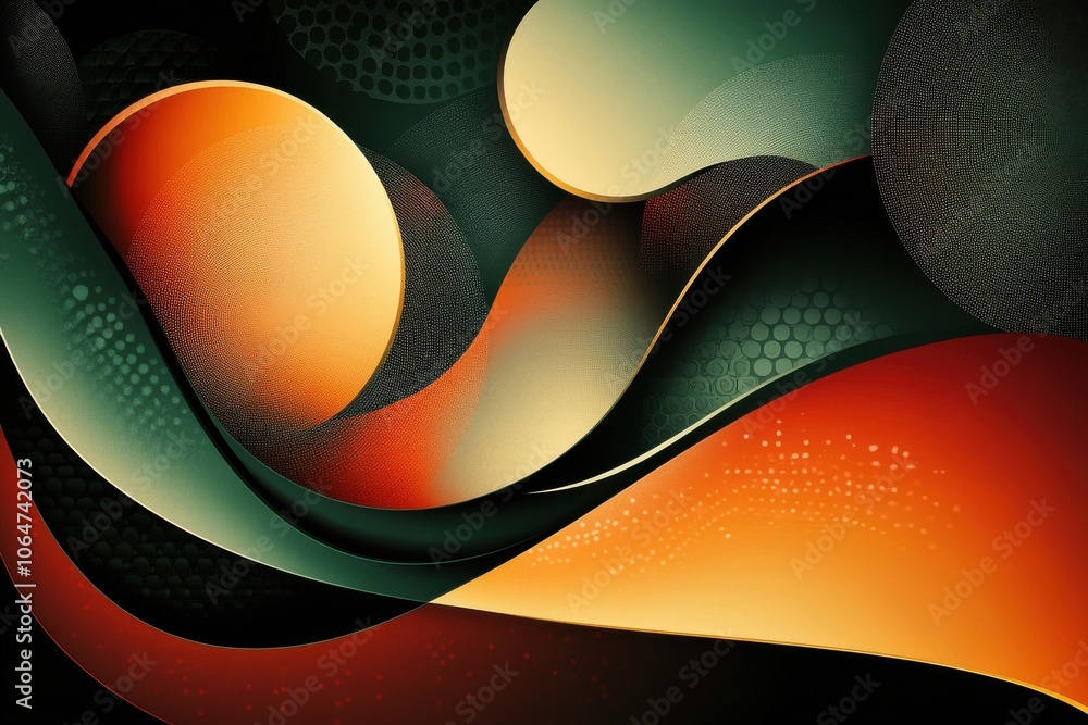 Poster abstract colorful wave pattern with circular shapes wallpaper