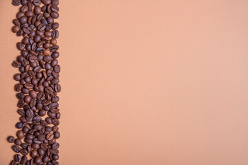 Coffee beans decoration element. Photo frame from realistic coffee beans with space for text
