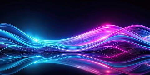Naklejka premium Blue and purple neon flowing liquid waves abstract motion background, neon, flowing, liquid, waves, abstract