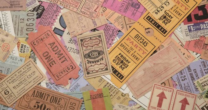 vintage tickets from around the world, theater, movie, concerts, transport, boarding passes, hotel reception cards and other documents