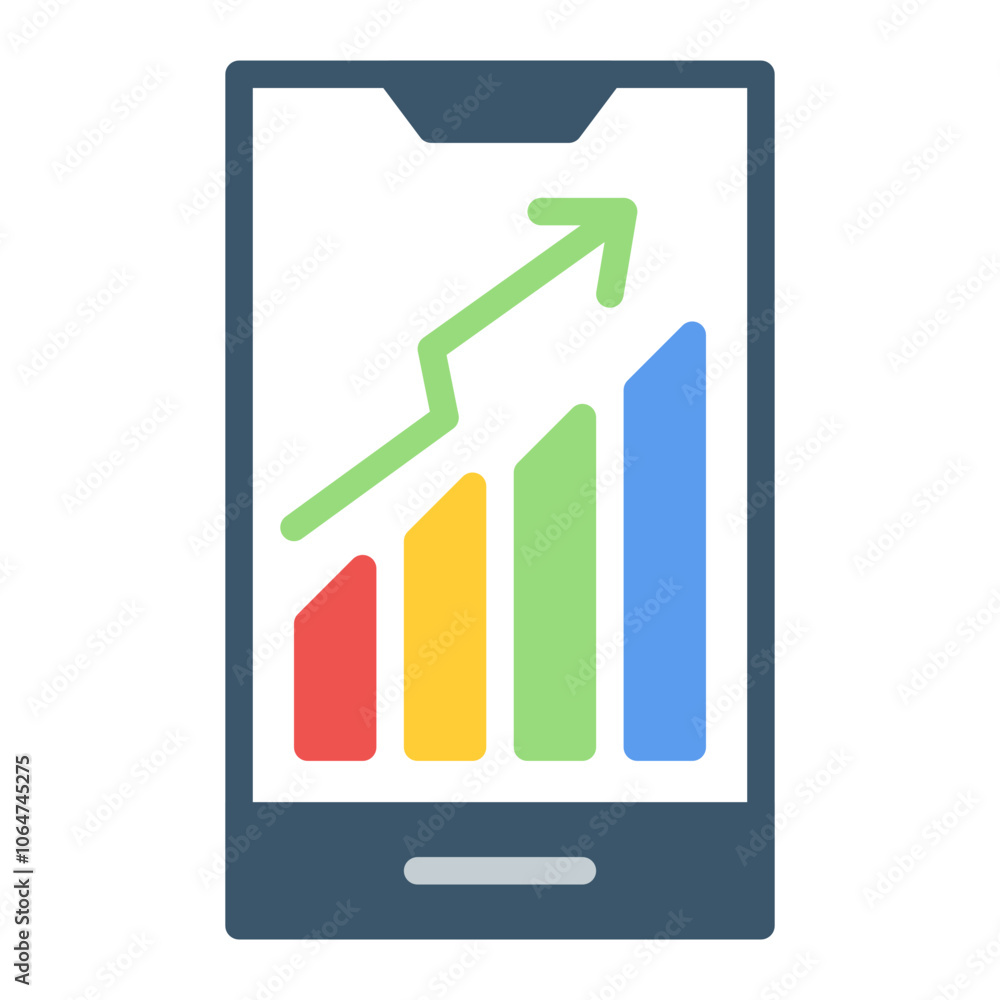 Poster stats on cell icon vector image. can be used for trading.